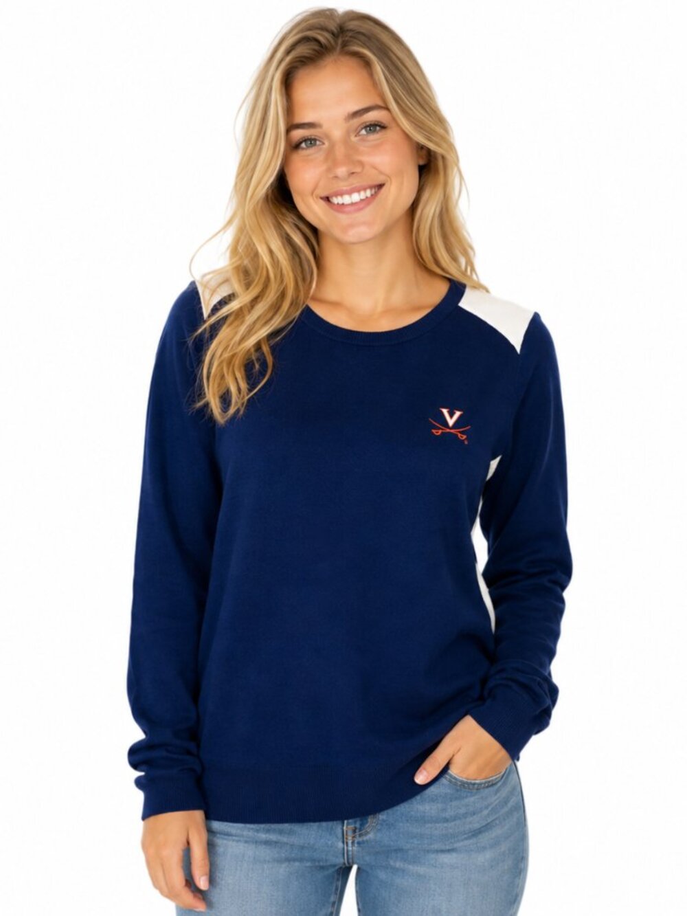 Virginia Cavaliers Womens Sweater Size XL Stretchy Blue Campus Specialties New